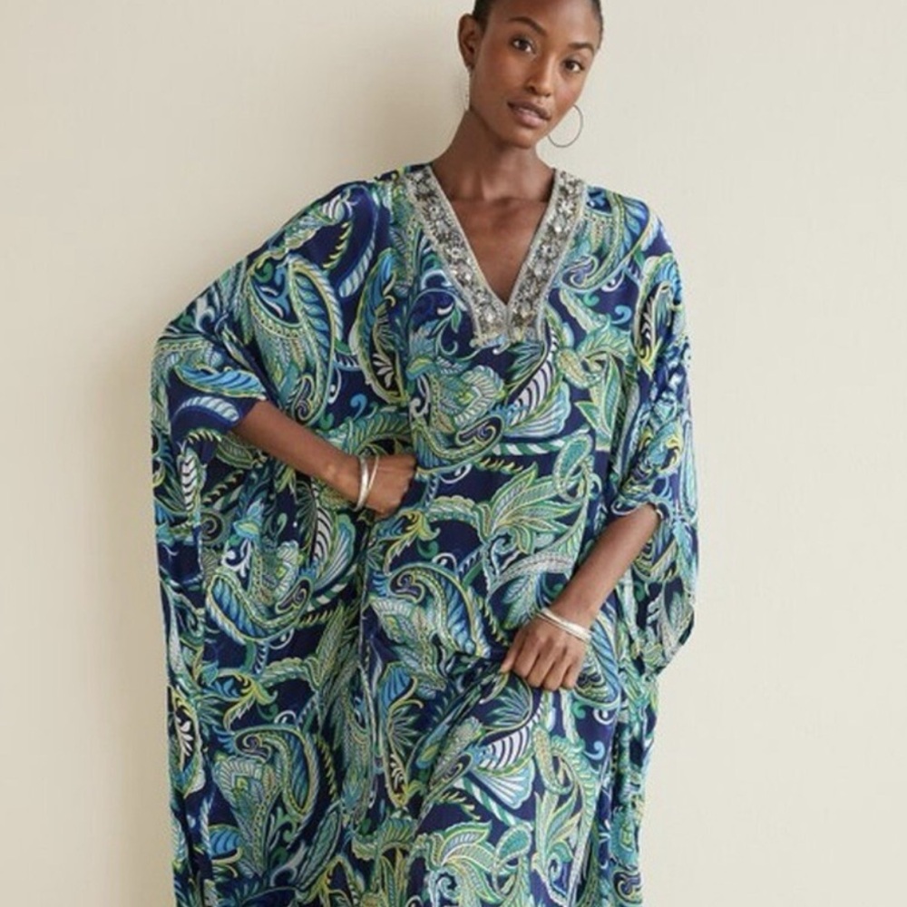 Caftan Dress by Soft Surroundings in Gorgeous Blues and Greens
